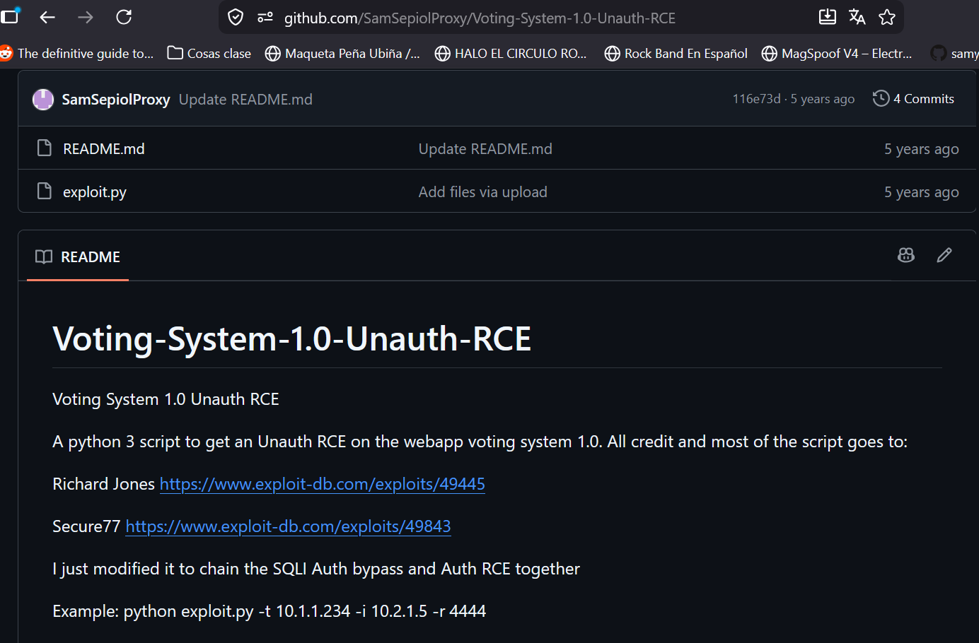 Exploit de Github para Voting System